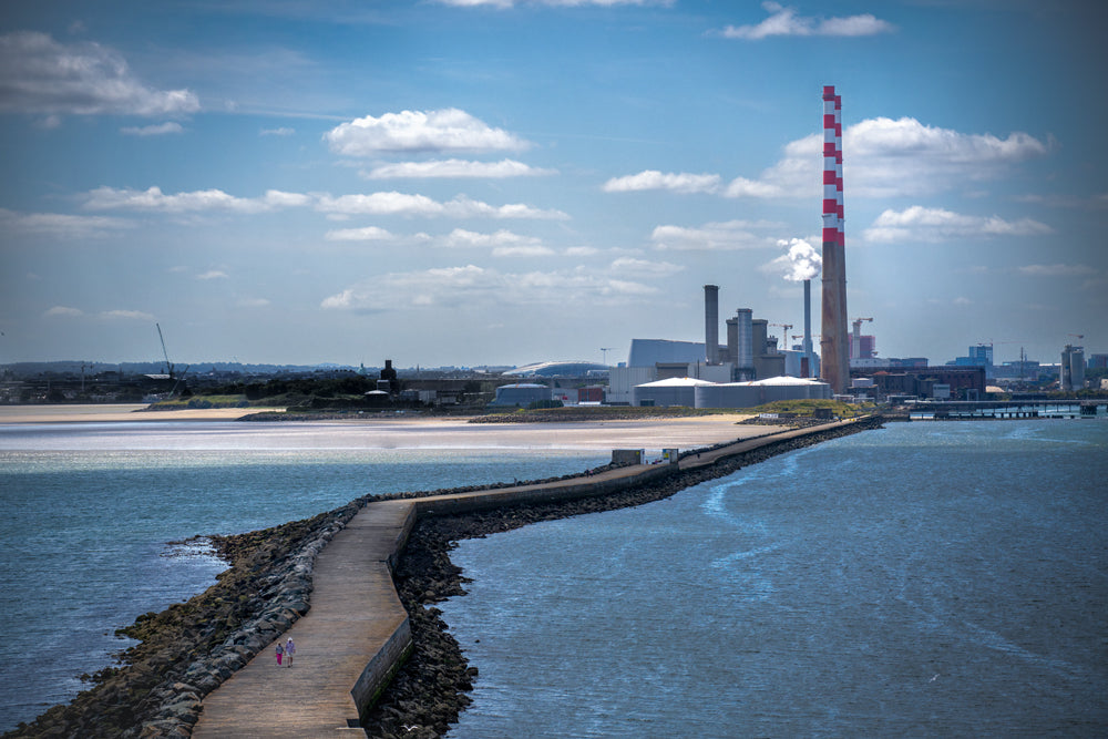 Dublin skyline showing the Poolbeg chimneys and the Great South Wall by Pulitzer Prize-winning photographer, Deanne Fitzmaurice